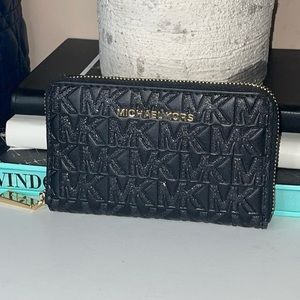 Brand New MK black glitter jet set wallet